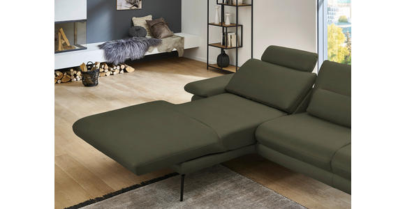 ECKSOFA in Echtleder Grün 180/310 cm - Schwarz/Grün, Design, Leder/Metall (180/310cm) - Dieter Knoll