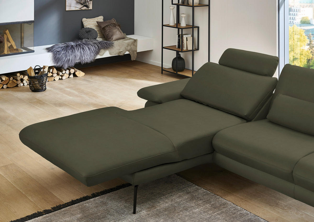 ECKSOFA in Echtleder Grün  - Schwarz/Grün, Design, Leder/Metall (180/310cm) - Dieter Knoll