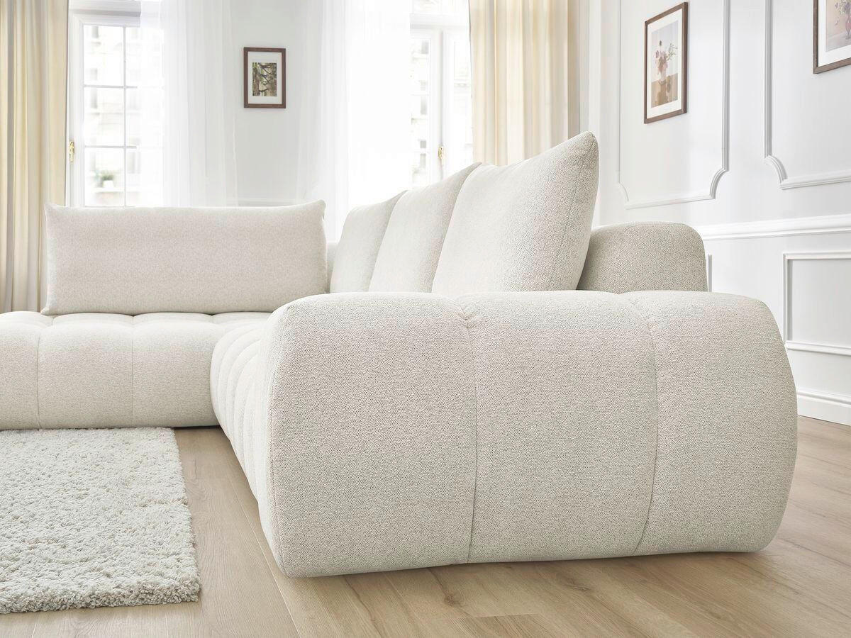 ECKSOFA Ottomane rechts  EVEREST Weiß Flachgewebe  - Schwarz/Weiß, MODERN, Kunststoff/Textil (352/210cm) - Livetastic