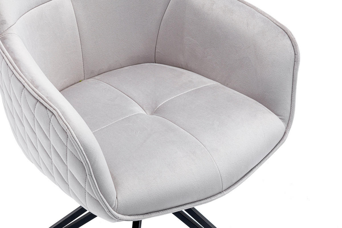 DREHSTUHL  in Samt Hellgrau  - Hellgrau/Schwarz, MODERN, Textil/Metall (59/83/60cm) - Livetastic