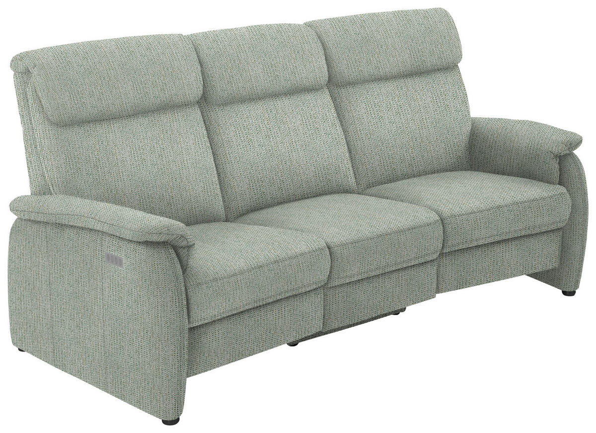 TRAPEZSOFA in Flachgewebe Platinfarben  - Platinfarben/Schwarz, Konventionell, Textil/Metall (219/107/97cm) - Pure Home Comfort