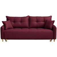 SCHLAFSOFA Chenille Bordeaux Querschläfer  inkl. Zierkissen, Bettkasten, Schlaffunktion, Rücken echt, Liegefläche im Originalstoff  - Bordeaux/Buchefarben, Design, Holz/Textil (217/97/101cm) - Cantus