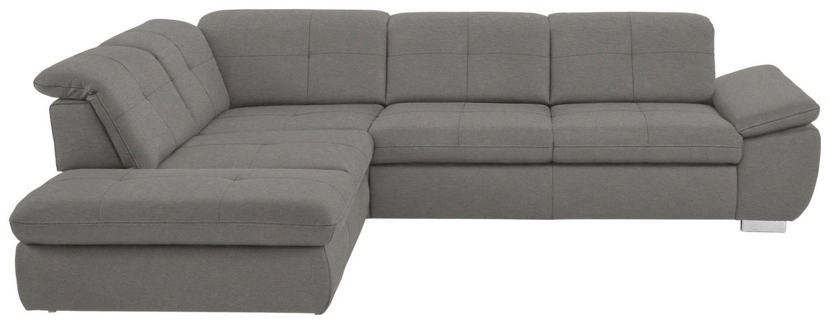 ECKSOFA in Mikrofaser Hellgrau  - Silberfarben/Hellgrau, Design, Textil/Metall (260/320cm) - Beldomo Speed