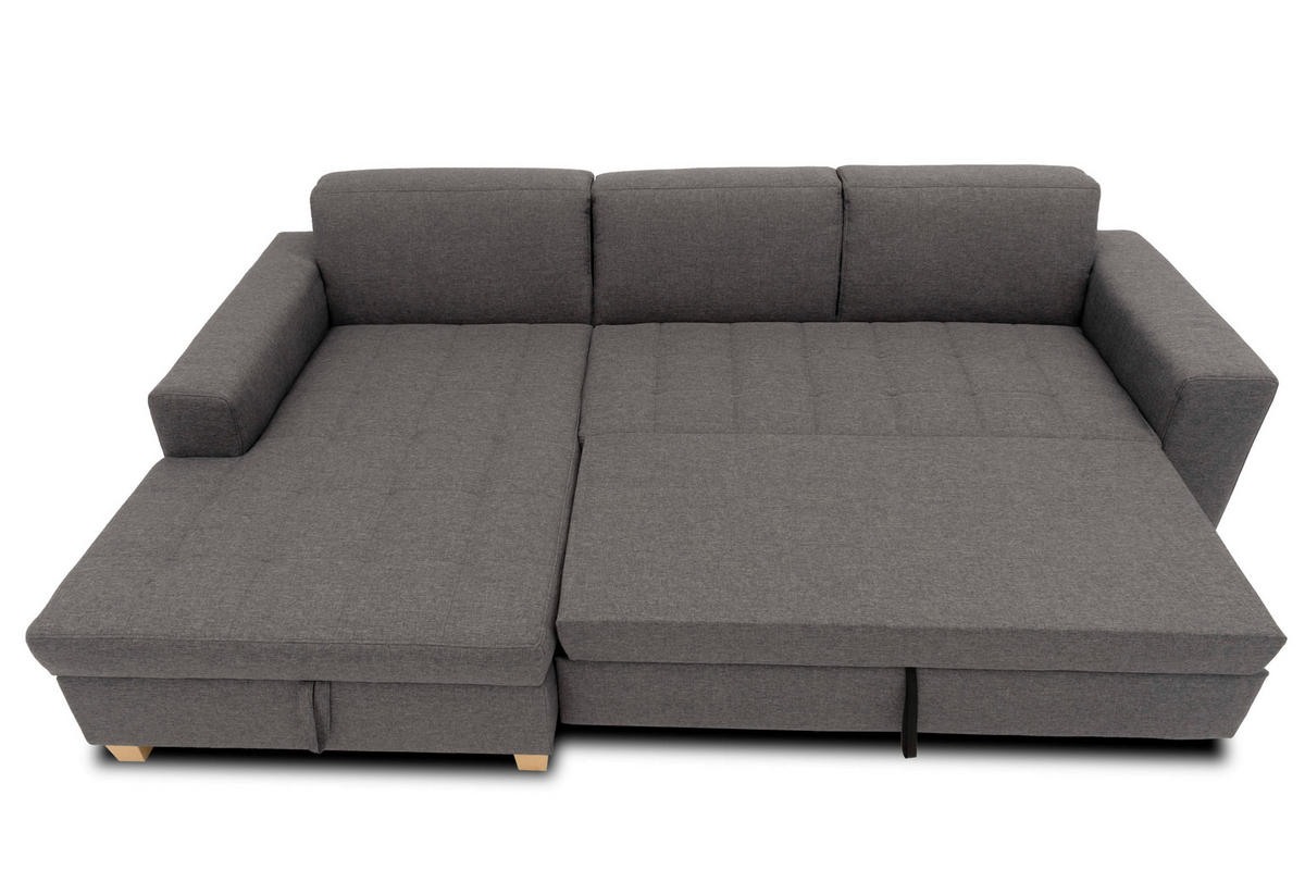 ECKSCHLAFSOFA  SUGAR Dunkelgrau Webstoff  - Dunkelgrau/Buchefarben, Basics, Holz/Textil (162/266cm) - MID.YOU