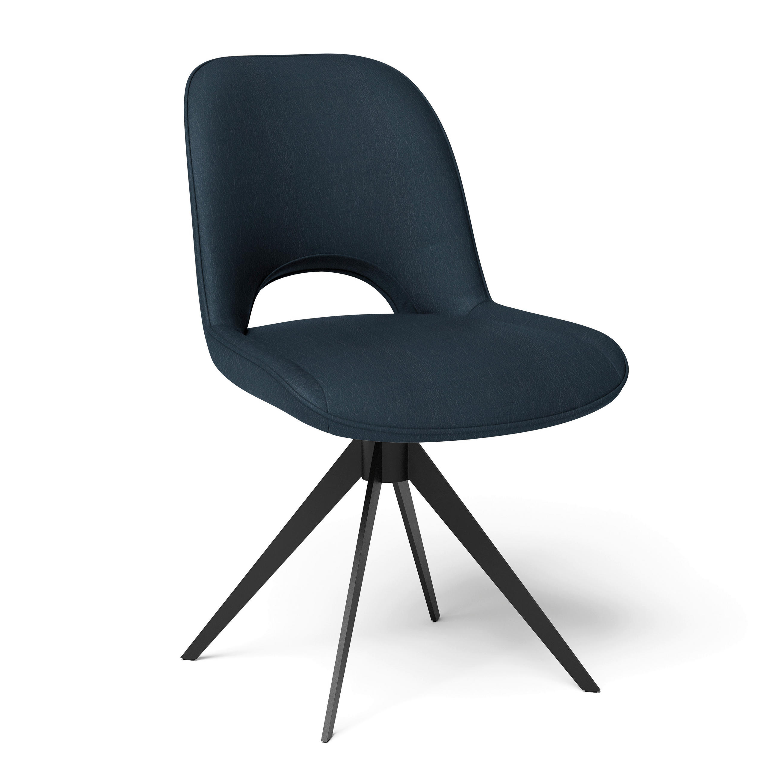 STUHL Echtleder Dunkelblau  - Schwarz/Dunkelblau, Design, Leder/Metall (53/86/61cm) - Joop!
