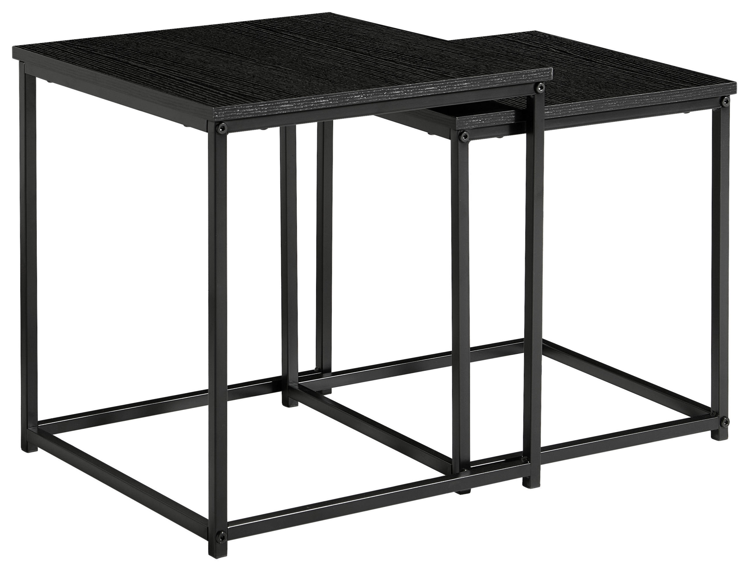 BEISTELLTISCHSET quadratisch Schwarz  - Schwarz, Basics, Holzwerkstoff/Metall (33,5-37,5/33,5-37,5/36-40cm) - Boxxx