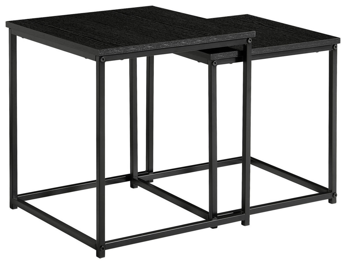 BEISTELLTISCHSET quadratisch Schwarz  - Schwarz, Basics, Holzwerkstoff/Metall (33,5-37,5/33,5-37,5/36-40cm) - Boxxx