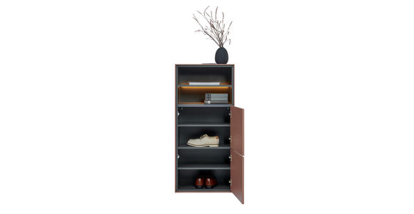 SCHUHSCHRANK RENO  in 55/118/41 cm  - Graphitfarben/Braun, Design, Holzwerkstoff (55/118/41cm) - Voleo