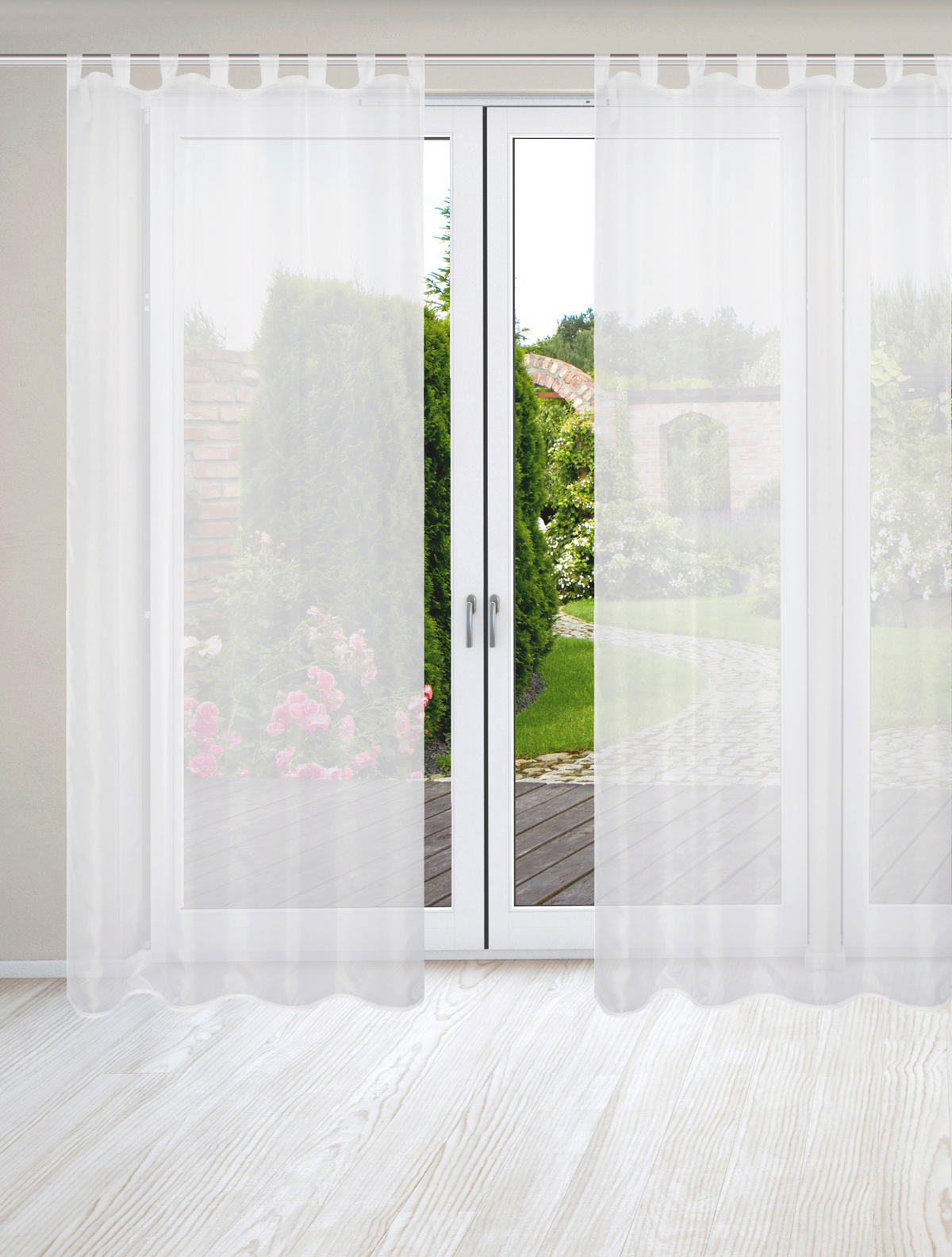 SCHLAUFENSCHAL  transparent   135/245 cm 2 Stück  - Weiß, Basics, Textil (135/245cm)