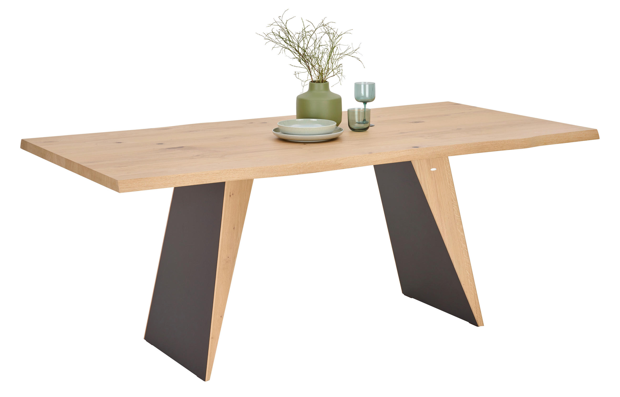 ESSTISCH in Holz, Metall 200/103/76,5 cm  - Wildeiche/Grau, Natur, Holz/Metall (200/103/76,5cm) - Voglauer