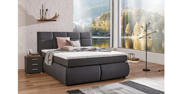 BOXSPRINGBETT 160/200 cm  in Anthrazit  - Wengefarben/Anthrazit, KONVENTIONELL, Holz/Textil (160/200cm) - Xora