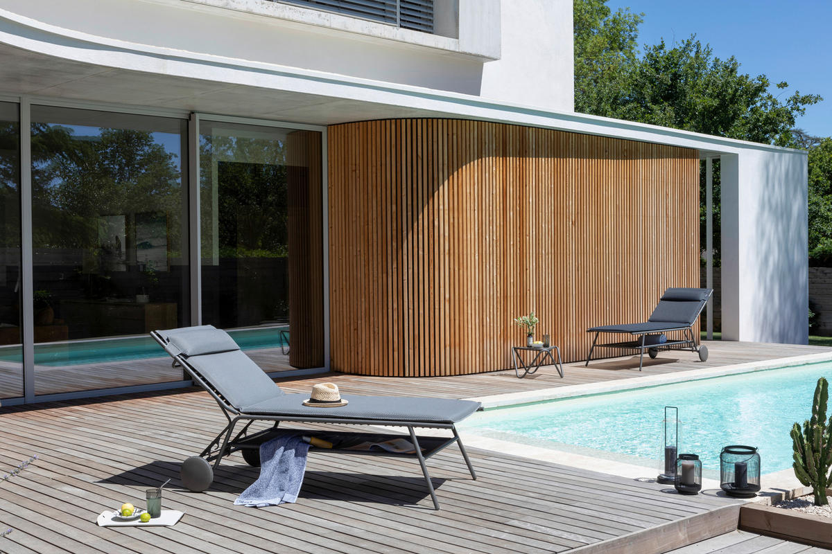 GARTENLIEGE 80/48/200 cm  - Dunkelgrau, Basics, Textil/Metall (80/48/200cm) - Lafuma Mobilier