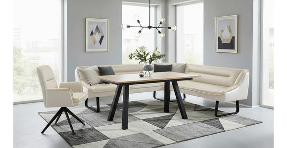 ECKBANK 237/178 cm Struktur Echtleder Schwarz, Beige   - Beige/Schwarz, Design, Leder/Textil (237/178cm) - Novel