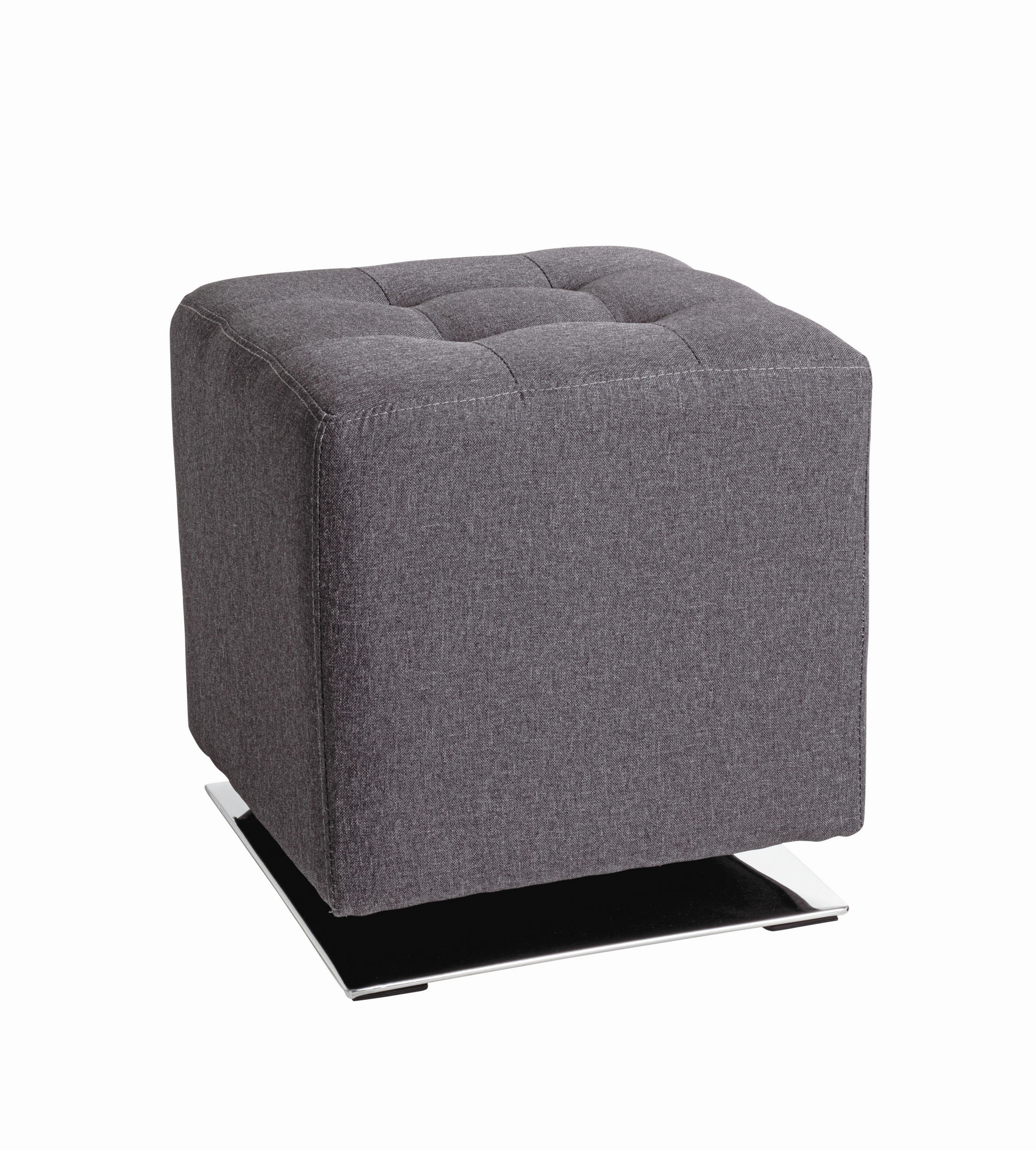 HOCKER Flachgewebe Anthrazit  - Chromfarben/Anthrazit, MODERN, Textil/Metall (41/43/41cm)