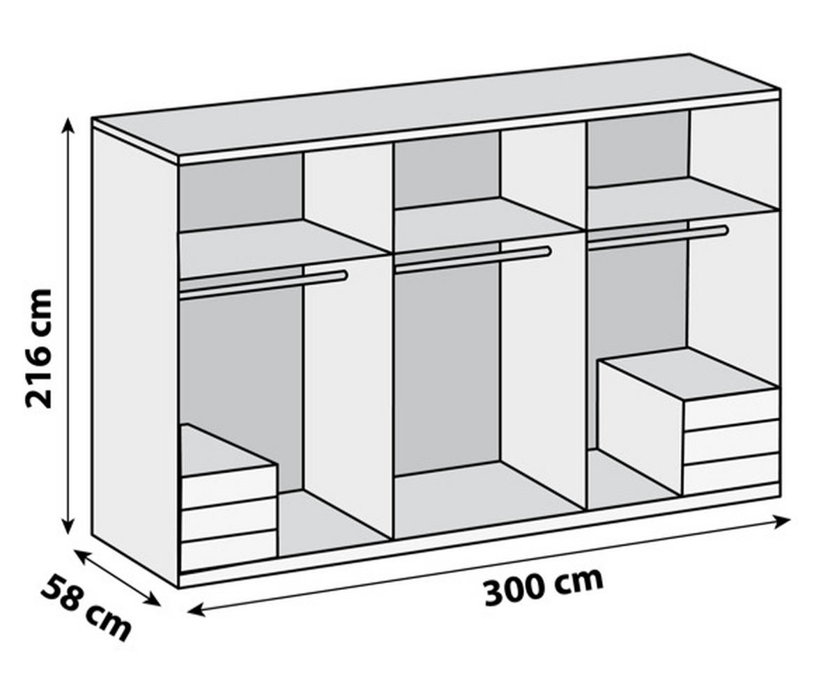 DREHTÜRENSCHRANK in Graphitfarben, Eichefarben  - Chromfarben/Eichefarben, Modern, Holzwerkstoff/Metall (300/216/58cm) - MID.YOU