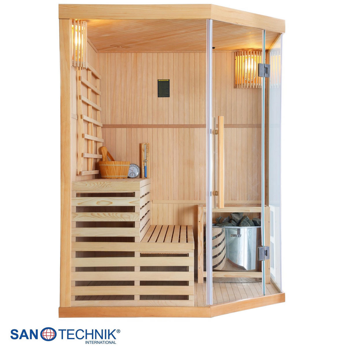 SAUNA für 3 Personen  - Basics, Holz (150/200/150cm)