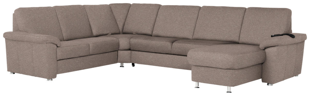 WOHNLANDSCHAFT in Flachgewebe Graubraun  - Chromfarben/Graubraun, Konventionell, Textil/Metall (240/330/163cm) - Beldomo System