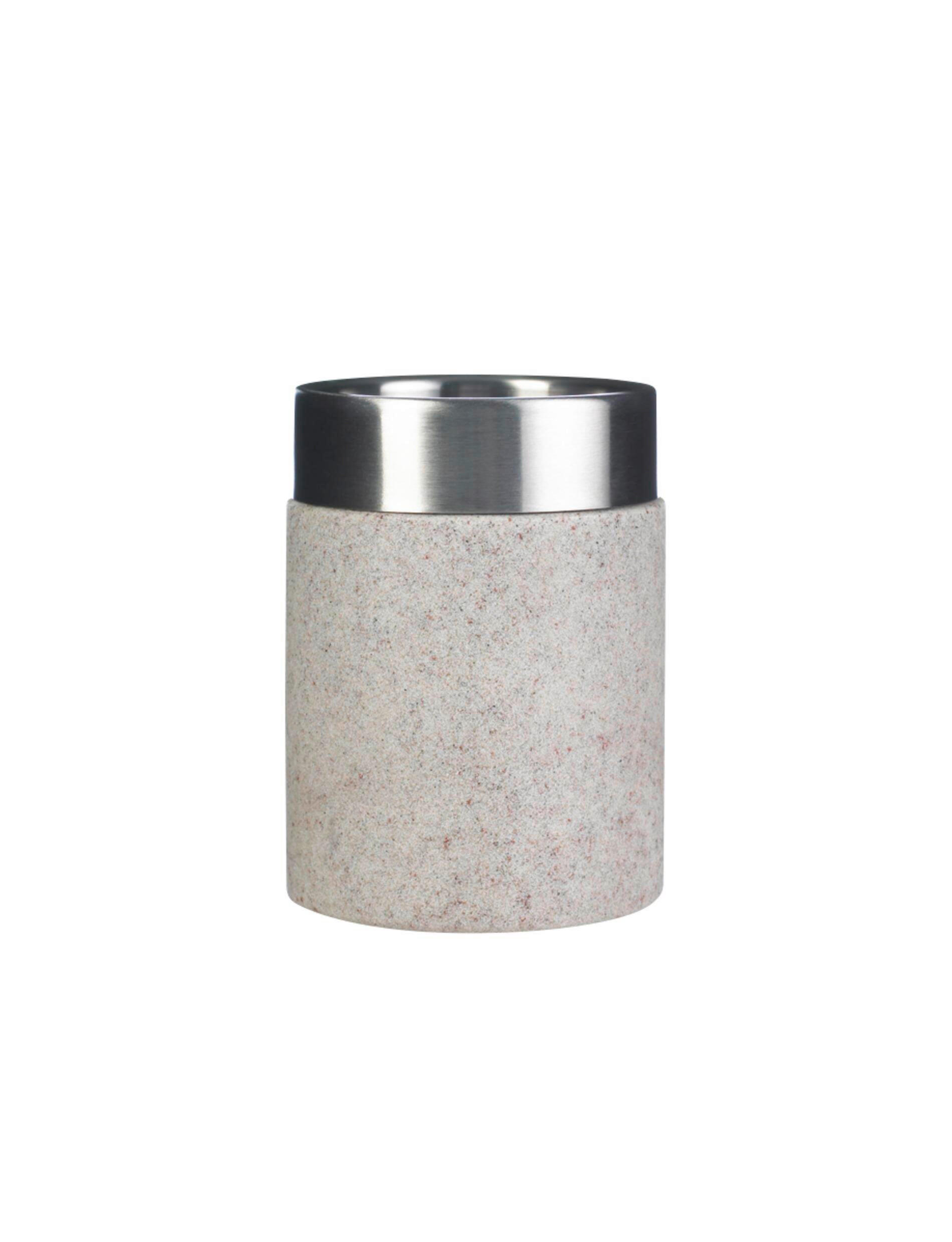 ZAHNPUTZBECHER Metall, Kunststoff  - Beige, Basics, Kunststoff/Metall (7,5/10,4/7,5cm) - Sadena