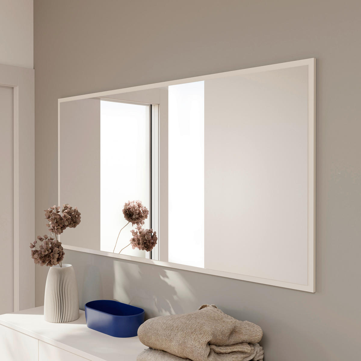 OGLEDALO, 143,4/76/1,8 cm leseni material  - peščene barve, Moderno, leseni material (143,4/76/1,8cm) - Carryhome