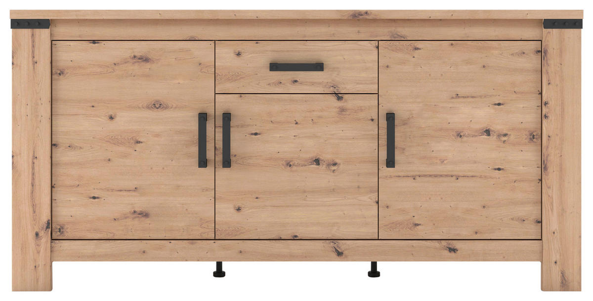 TÁLALÓSZEKRÉNY 174/86/43 cm  - fekete/Artisan tölgy, Basics, műanyag/faalapú anyag (174/86/43cm) - Hom`in