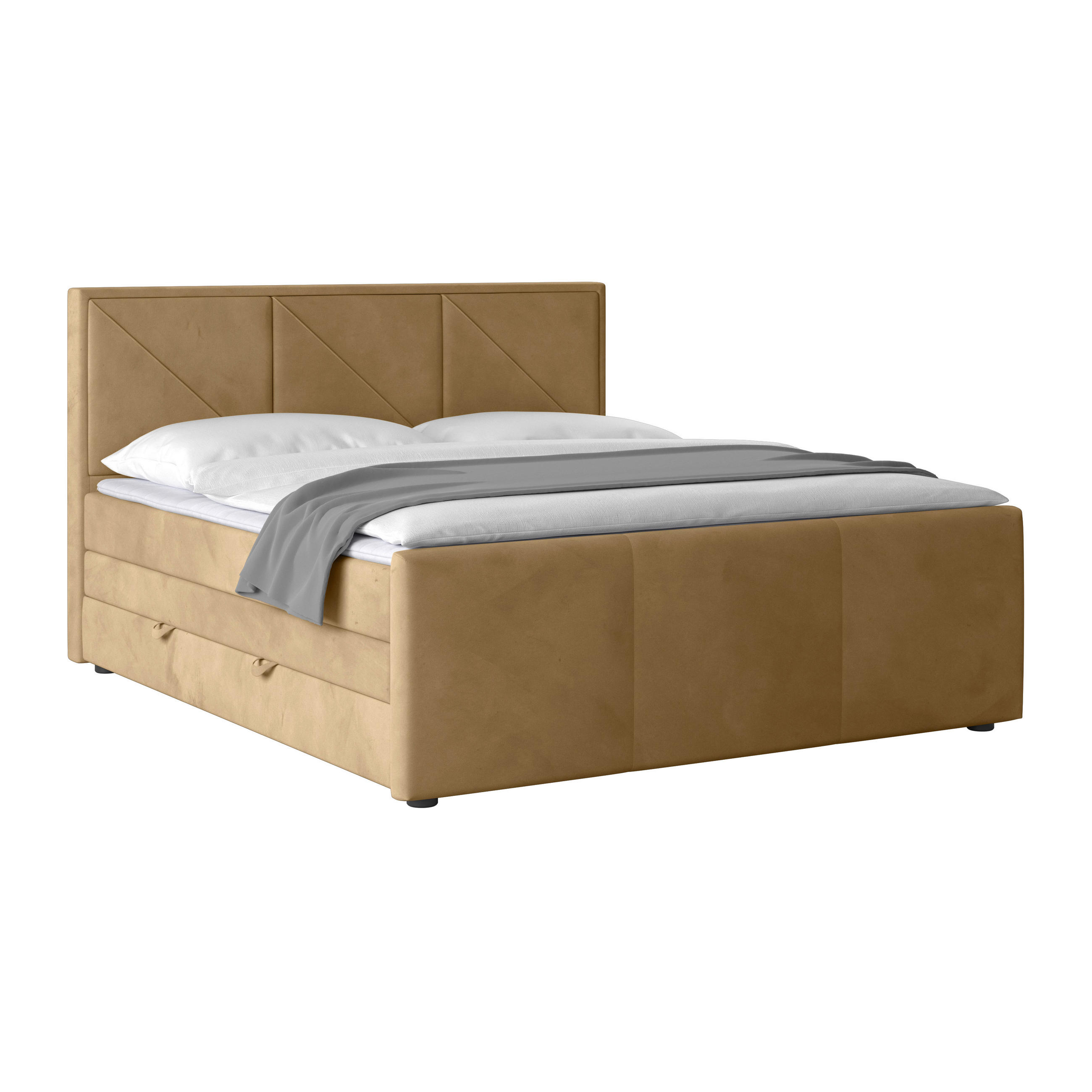BOXSPRINGBETT 180/200 cm  in Beige  - Beige/Schwarz, MODERN, Holz/Kunststoff (180/200cm) - MID.YOU
