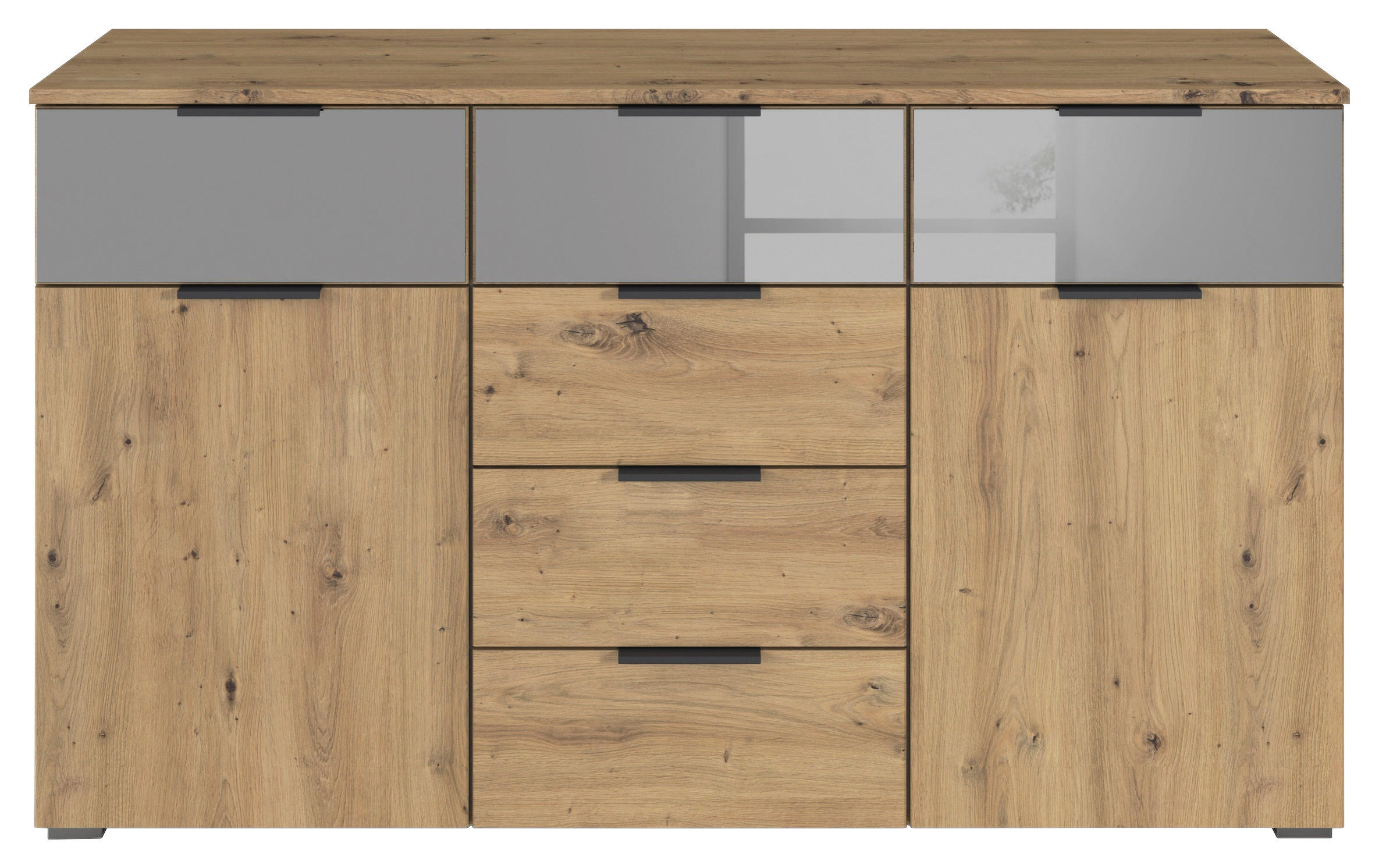 Thumbnail - Rauch Möbel Sideboard, Eiche Artisan, Metall, 6 Schublade(n) Schubladen, 120x81x42 cm, Blauer Engel, BQ - Bündnis für Qu...