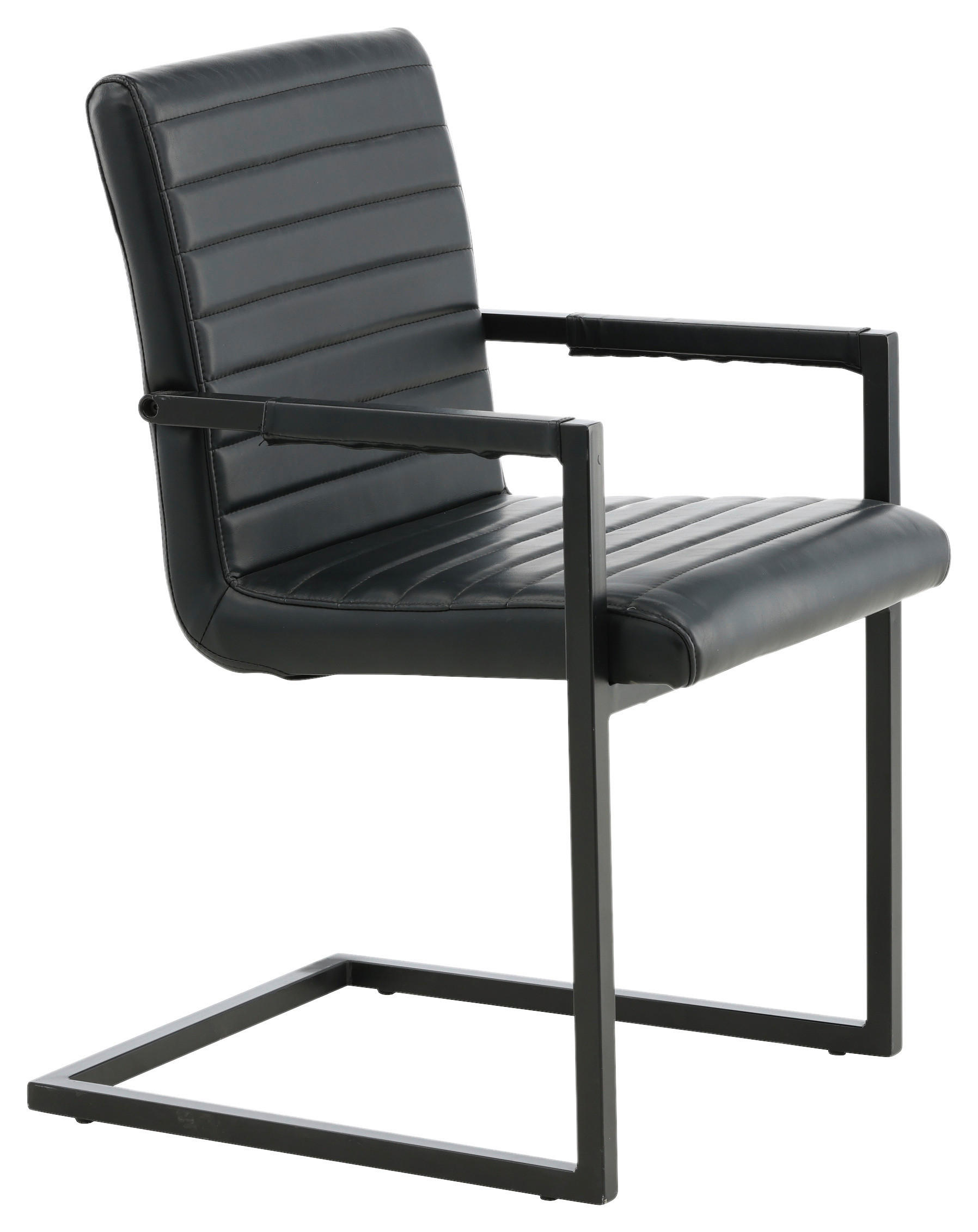 ARMLEHNSTUHL-SET 2 Stück  in Stahl Lederlook (vegan)  - Schwarz, Design, Textil/Metall (54/88/63cm) - Livetastic