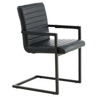 ARMLEHNSTUHL-SET 2 Stück  in Stahl Lederlook (vegan)  - Schwarz, Design, Textil/Metall (54/88/63cm) - Livetastic