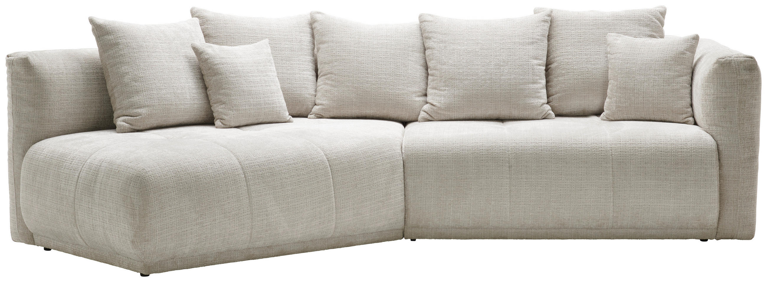 ECKSOFA in Chenille Creme  - Creme/Schwarz, Modern, Kunststoff/Textil (180/315cm) - Hom`in