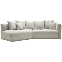 ECKSOFA in Chenille Creme  - Creme/Schwarz, Modern, Kunststoff/Textil (180/315cm) - Hom`in