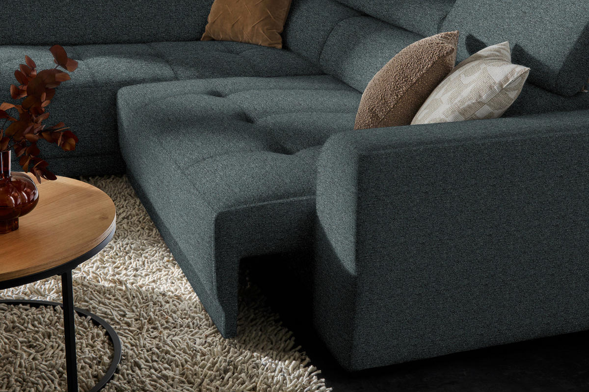 ECKSOFA in Struktur Dunkelgrau  205/284 cm  - Dunkelgrau/Schwarz, Design, Kunststoff/Textil (205/284cm) - Xora