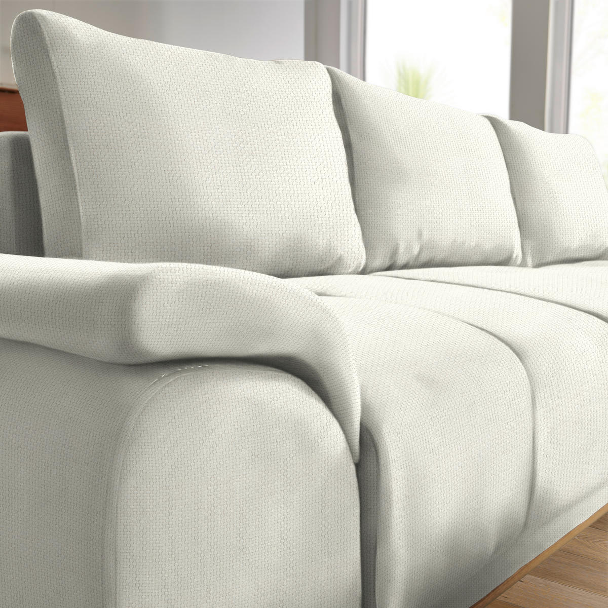 ECKSOFA in Struktur Weiss  - Weiss/Schwarz, Modern, Textil/Metall (262/168cm) - home24