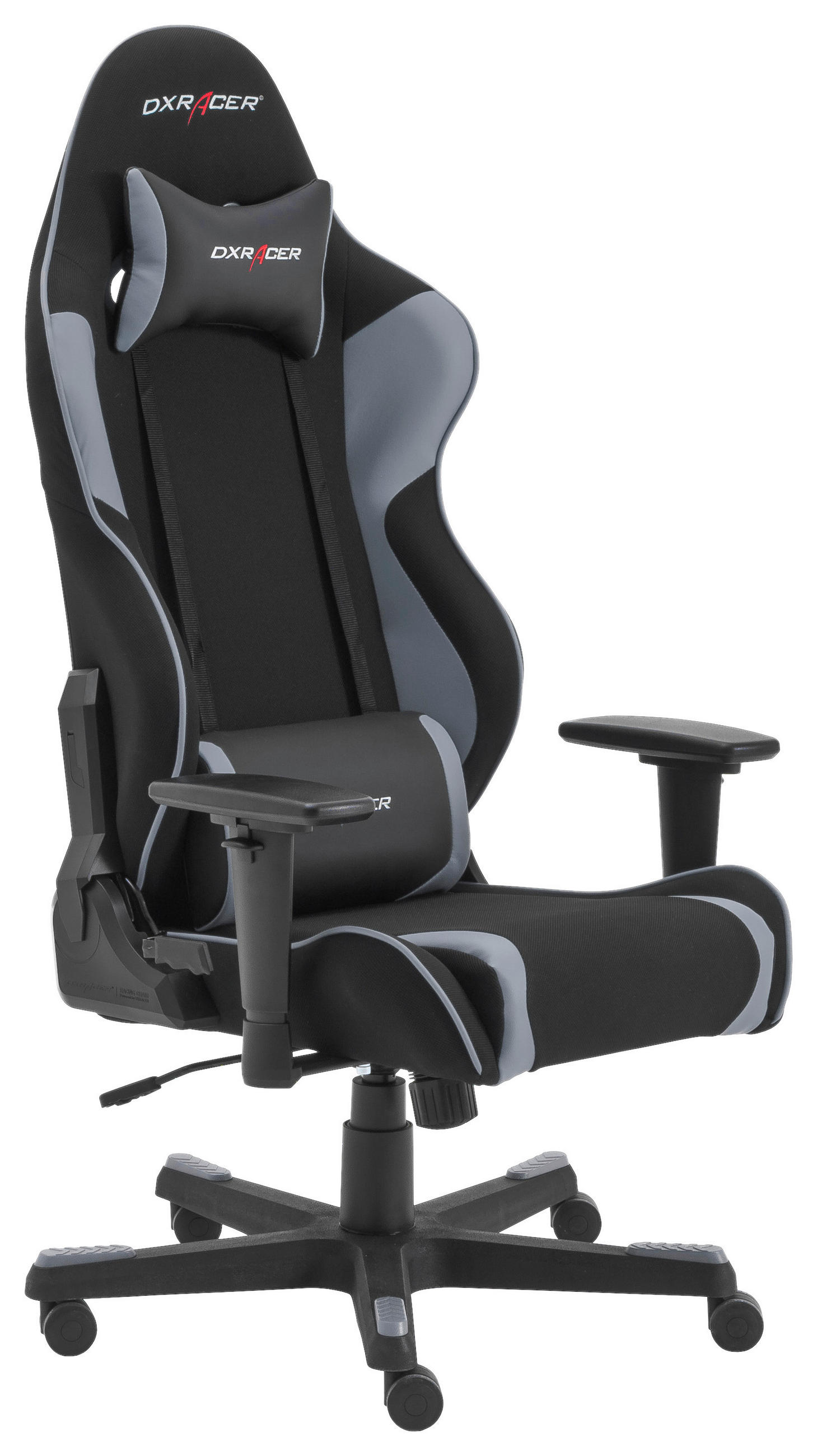 GAMINGSTUHL in Lederlook Grau, Schwarz - Schwarz/Grau, Design, Kunststoff/Textil (64/125-135/68cm) - Dxracer