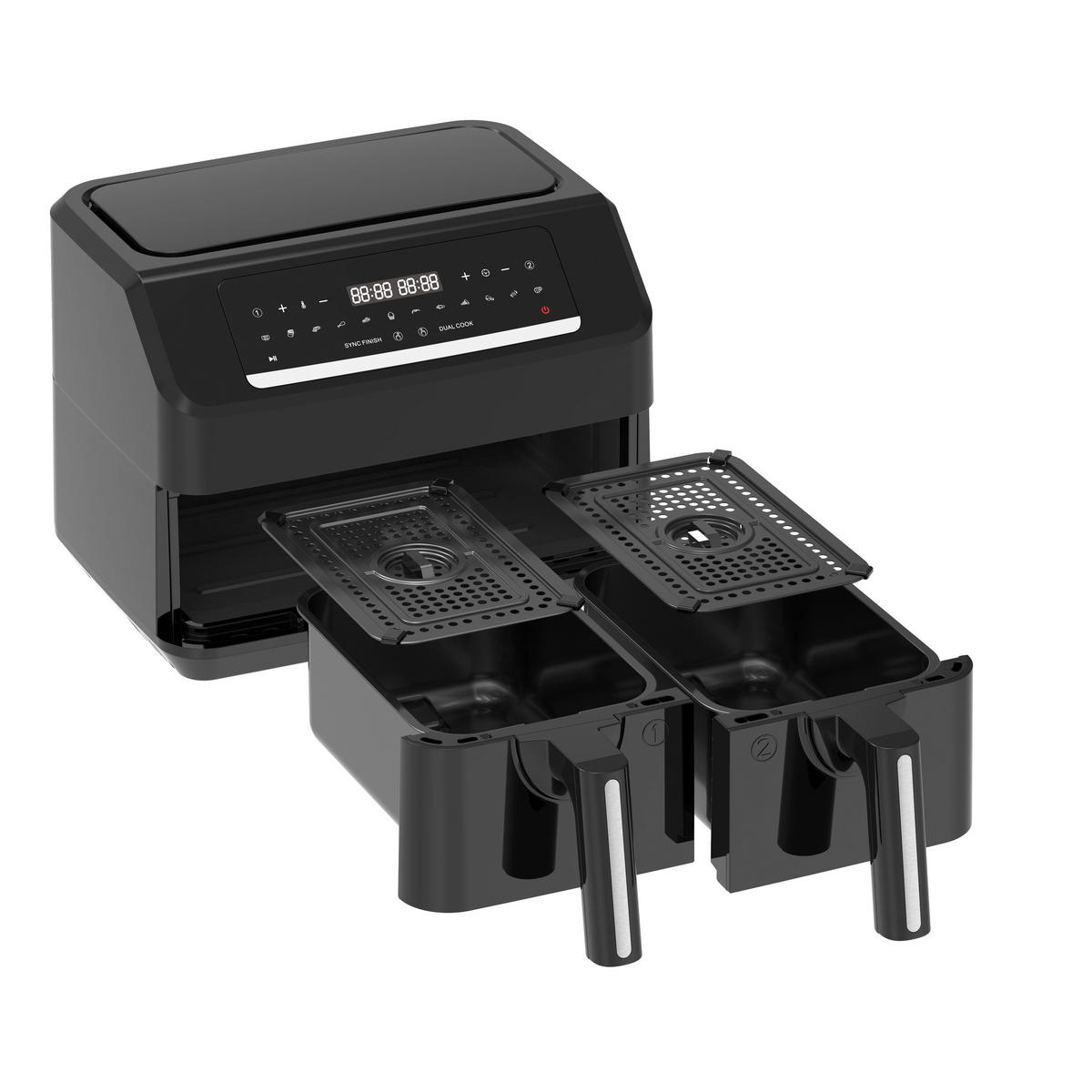 HEIßLUFTFRITTEUSE 3.6+3.6 l  - Schwarz, Basics, Kunststoff/Metall (38/34,6/29,5cm) - EMERIO