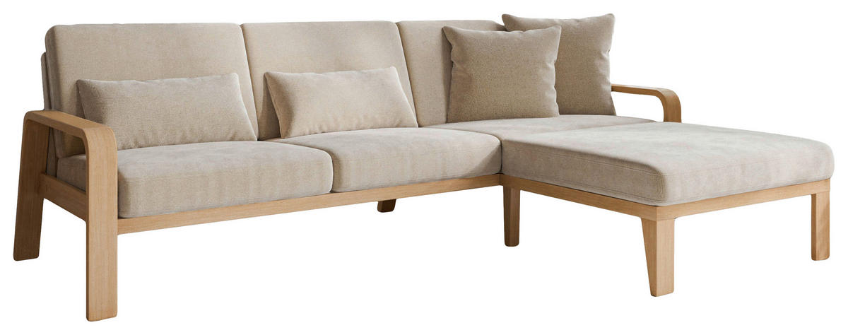 ECKSOFA in Struktur Beige  264/178 cm  - Beige/Naturfarben, KONVENTIONELL, Holz/Textil (264/178cm) - Sit & More