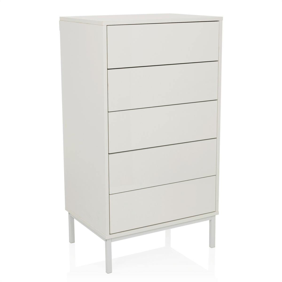 KOMMODE , 55/100/40 cm, 5 Schublade(n)  - Weiß, MODERN, Holzwerkstoff/Metall (55/100/40cm) - MID.YOU