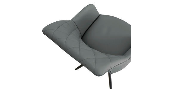 ARMLEHNSTUHL  Typenauswahl, Sitzfläche 360° drehbar, automatische Rückholfunktion  Echtleder  - Schwarz/Grau, Design, Leder/Metall (60/83/65cm) - Landscape