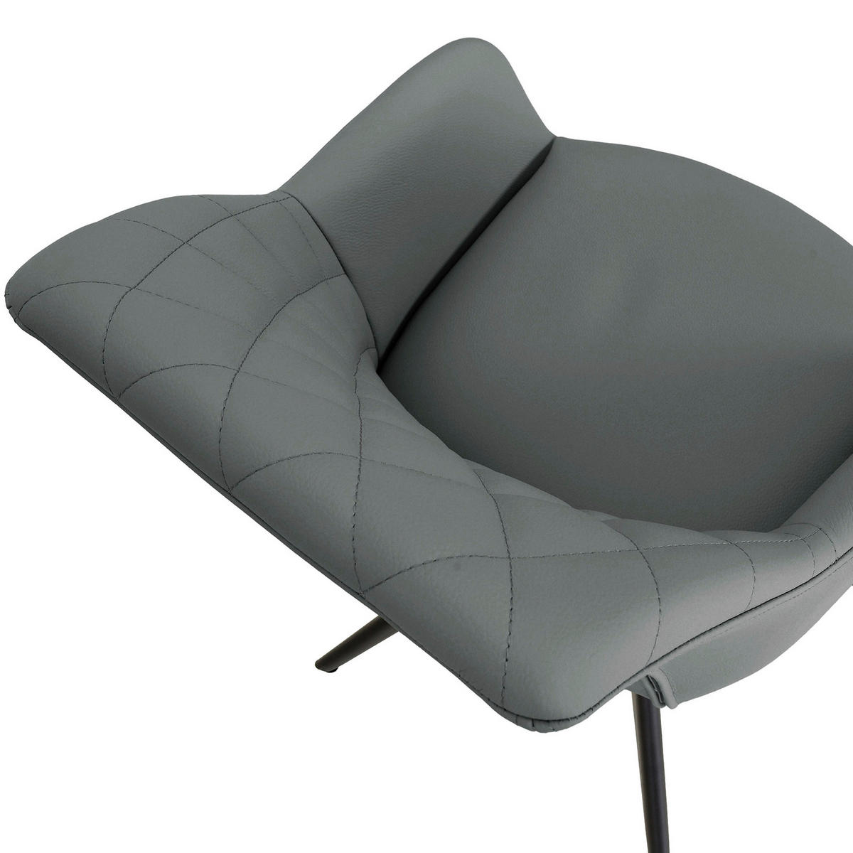 ARMLEHNSTUHL  in Echtleder pigmentiert  - Schwarz/Grau, Design, Leder/Metall (60/83/65cm) - Landscape