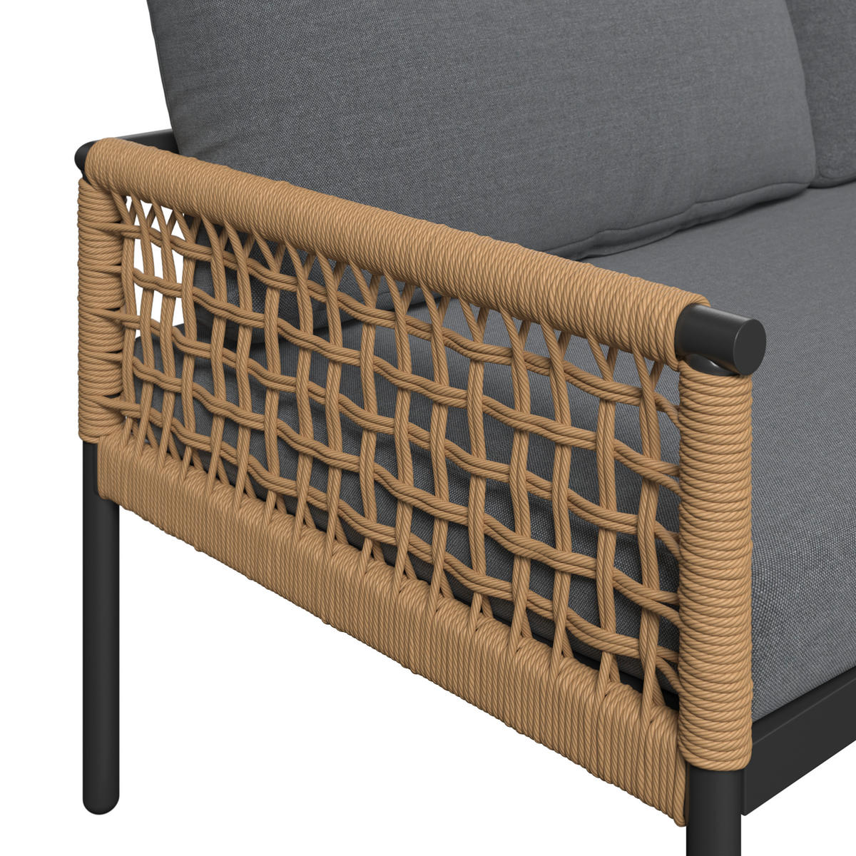 LOUNGEGARNITUR Eisen  - Anthrazit/Naturfarben, MODERN, Kunststoff/Textil (167/67/76cm) - Ambia Garden