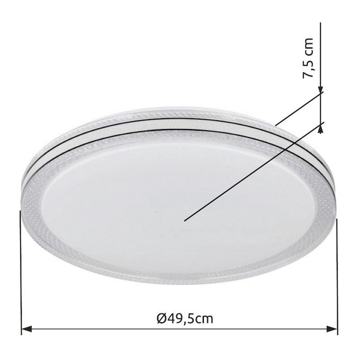 STROPNÍ LED SVÍTIDLO, 49/7 cm  - bílá/černá, Konvenční, kov/plast (49/7cm) - Globo