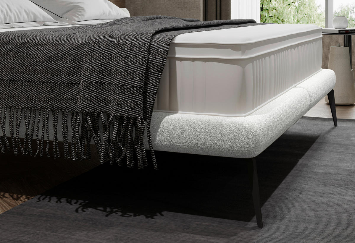 POLSTERBETT 180/200 cm  in Weiss  - Weiss/Schwarz, Modern, Textil/Metall (180/200cm) - Livetastic