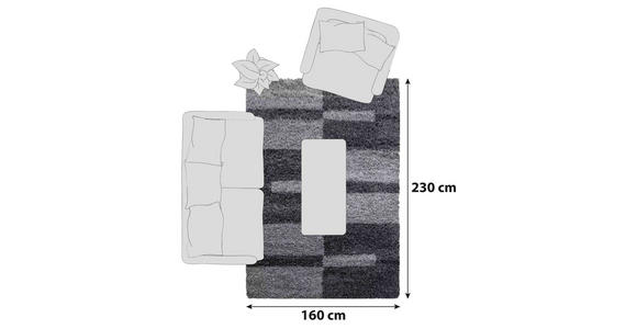 HOCHFLORTEPPICH 160/230 cm Gala 2505  - Grau, Design, Textil (160/230cm) - Novel