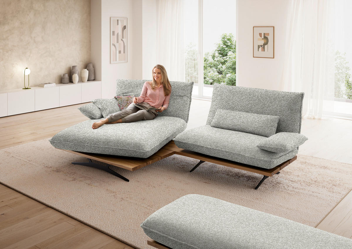 ECKSOFA Chenille, Flachgewebe Wildeiche, Ecru  - Wildeiche/Ecru, Design, Holz/Textil (161/284cm) - Koinor