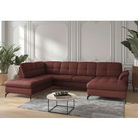 WOHNLANDSCHAFT Rotbraun Echtleder  - Rotbraun/Schwarz, MODERN, Leder/Metall (212/319/164cm) - Sit & More