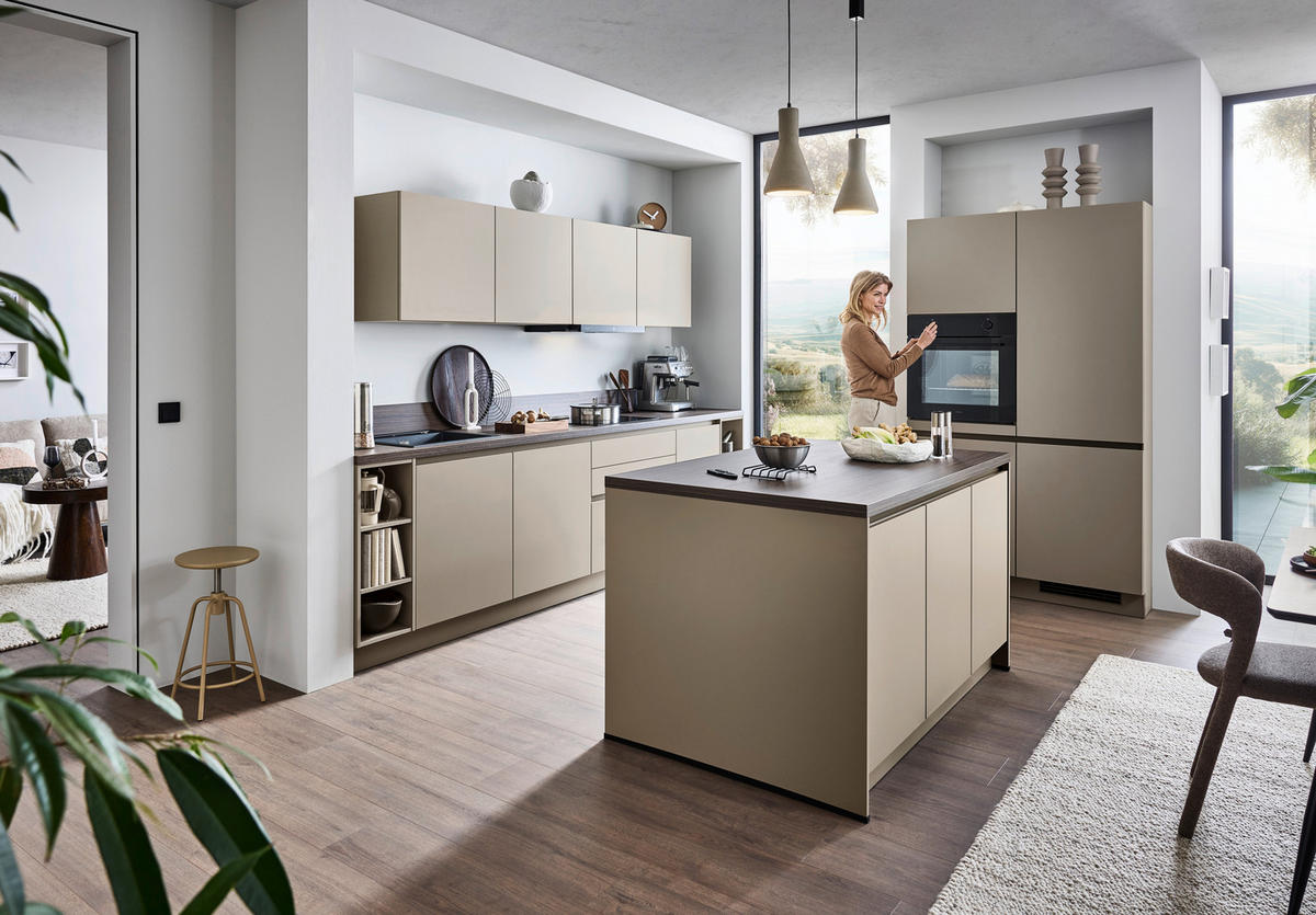 EINBAUKÜCHE   - Creme, KONVENTIONELL, Holzwerkstoff - Welnova