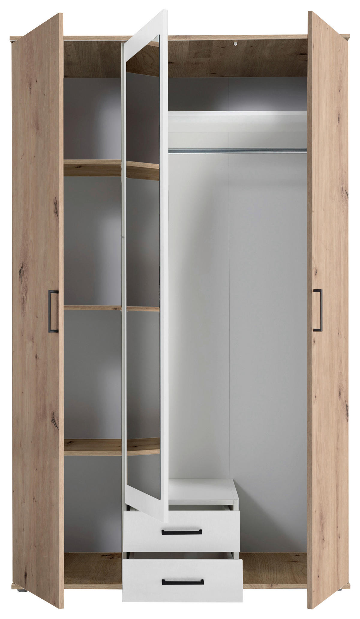 DREHTÜRENSCHRANK  in Weiß, Eiche Artisan  - Anthrazit/Eiche Artisan, KONVENTIONELL, Glas/Holzwerkstoff (119,6/196,3/53,5cm) - Carryhome