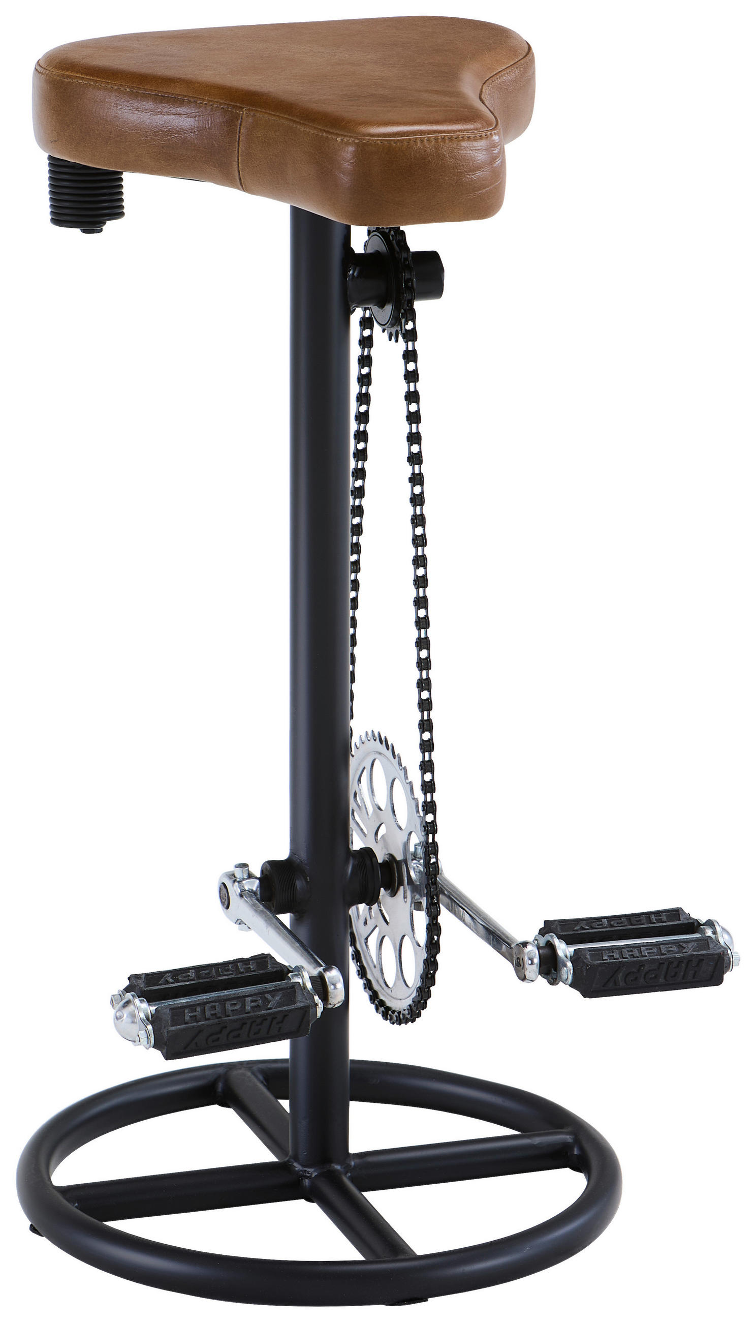BARHOCKER in Braun, Schwarz  - Schwarz/Braun, LIFESTYLE, Leder/Metall (41/77/41cm) - Landscape