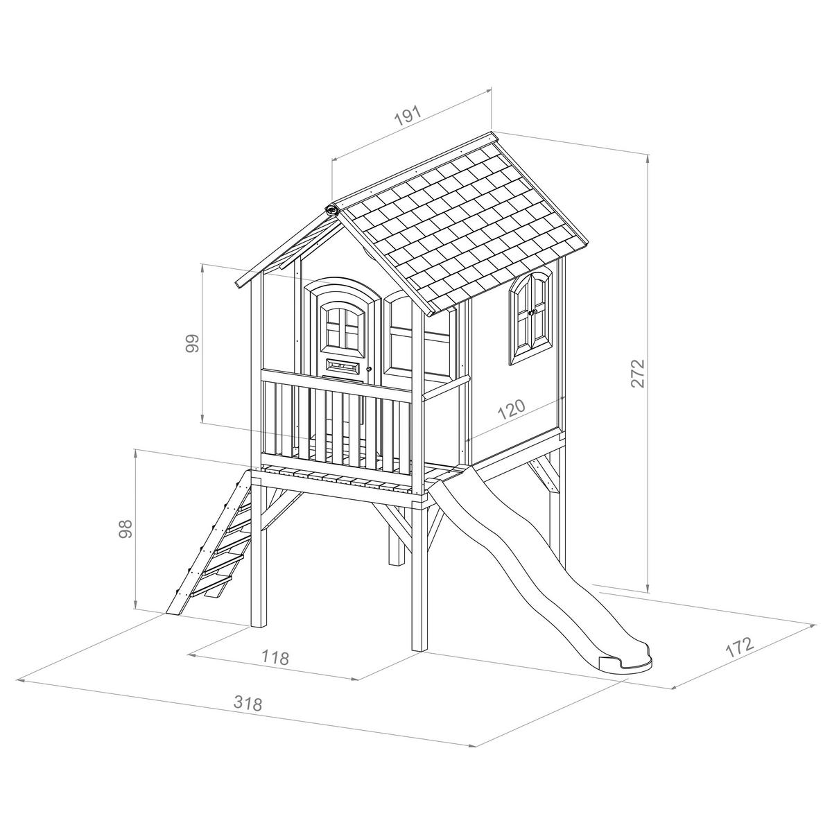 SPIELHAUS 318/272/191 cm  - Braun/Hellgrün, KONVENTIONELL, Holz (318/272/191cm) - Ambia Garden