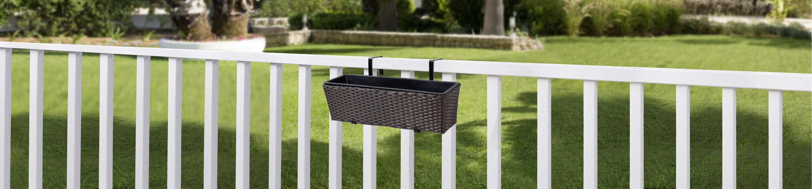 BLUMENKASTEN - Schwarz/Braun, Basics, Kunststoff/Metall (60/19/18-26cm) - Ambia Garden