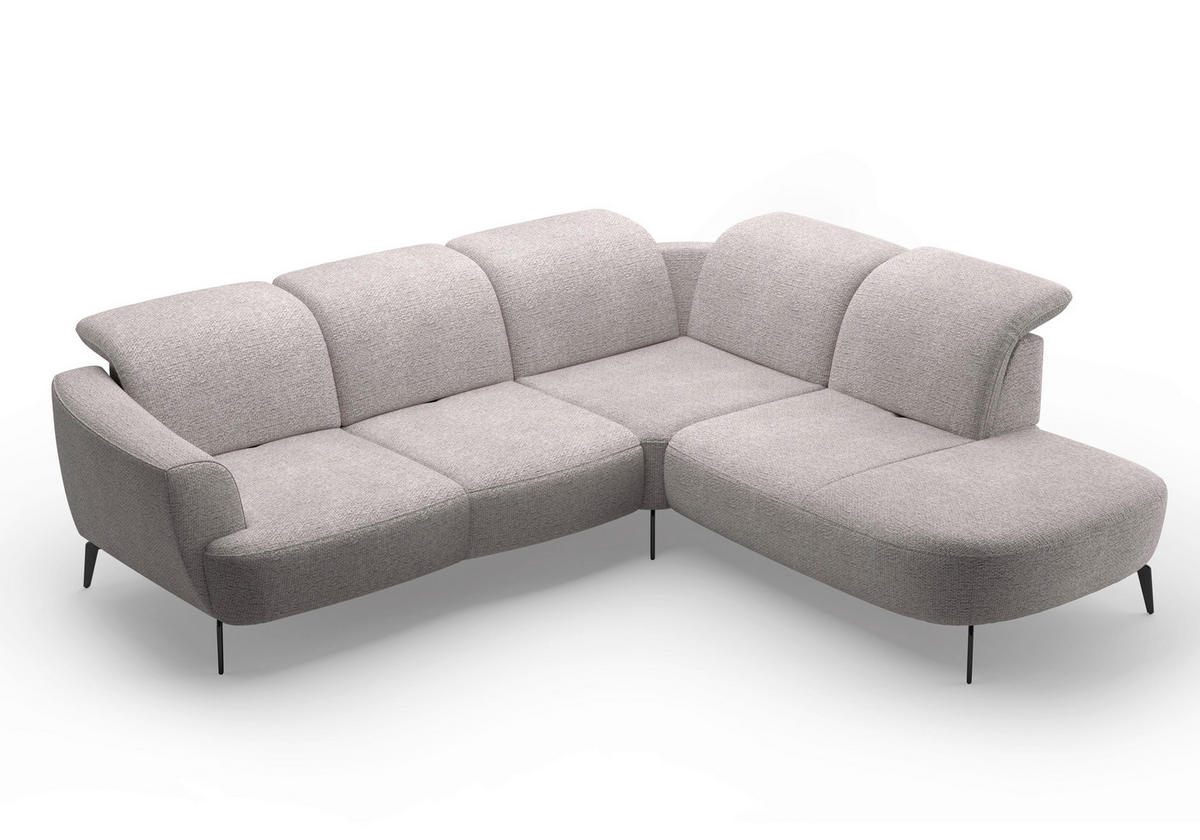 ECKSOFA in Chenille Silberfarben  300/267 cm  - Silberfarben/Schwarz, KONVENTIONELL, Textil/Metall (300/267cm) - Sit & More